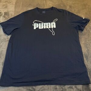 Puma T Shirt Navy Blue Logo Graphic Tee Short Sleeve Crew Mens Extra Large